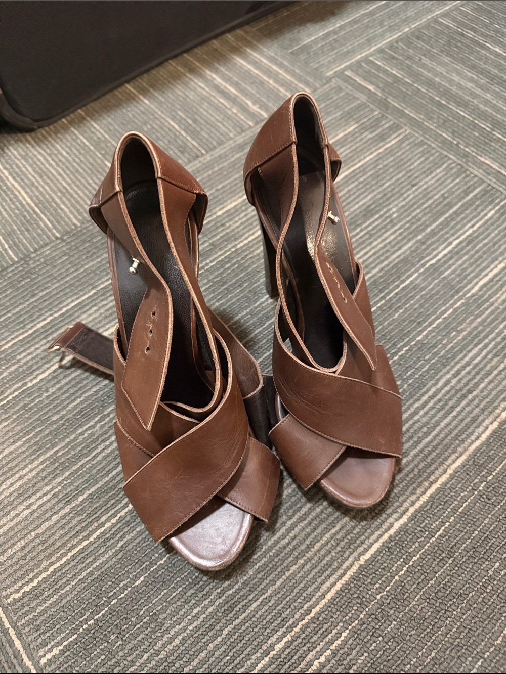 Women's Brown Crisscross High Heel Sandals